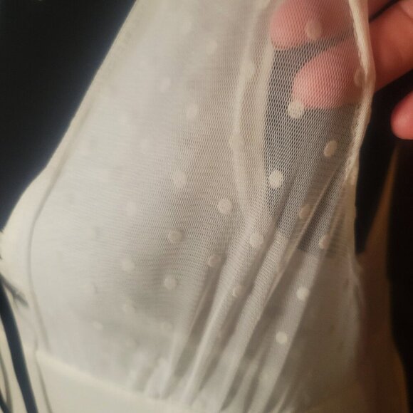 NWOT! World Wide Love White Sleeveless Cotton Knit Lace Overlay Dress - Size S - Picture 4 of 12